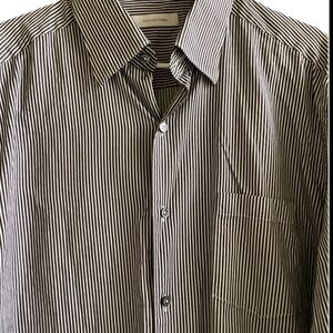 Ermenegildo Zegna Shirt Size XL Grey White Stripe
